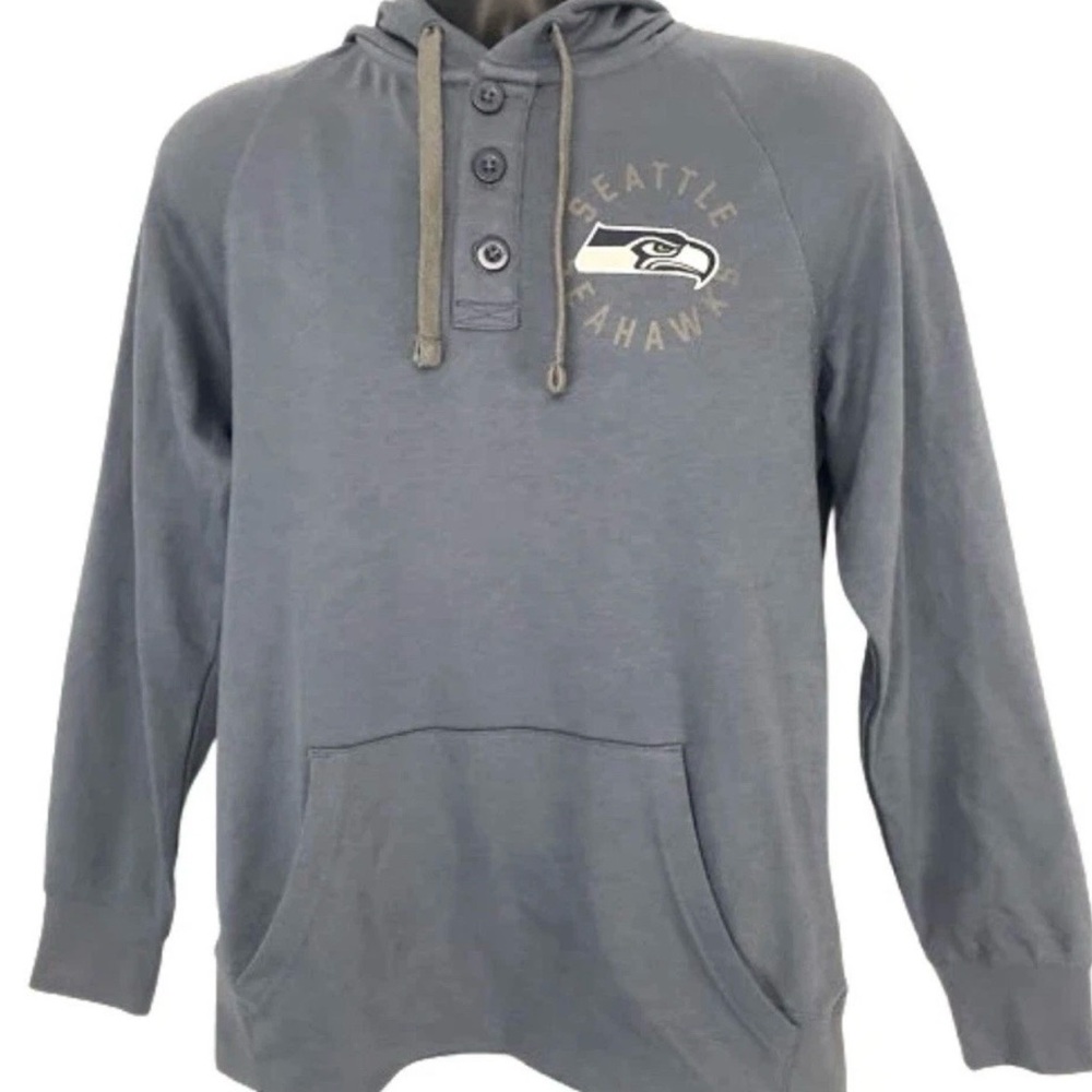 NWT Seattle Seahawks Gray Hoodie sweatshirt with buttons size L